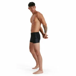 Speedo Black Boom Logo Splice Aqua Shorts -Speedo shop unnamed file 1139