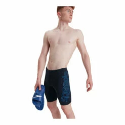 Speedo Navy Blue Boom Logo Placement Jammer Swim Shorts -Speedo shop unnamed file 1383