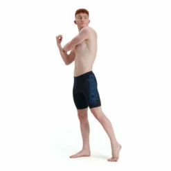 Speedo Navy Blue Boom Logo Placement Jammer Swim Shorts -Speedo shop unnamed file 1384