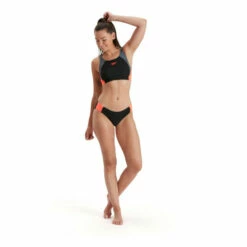 Speedo shop 34 Speedo Black Colourblock Splice Two-Piece Bikini