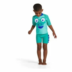 Speedo Green Croc Effect Jammer Rash Top Set