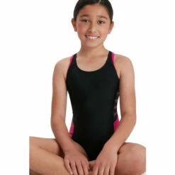 Speedo Black Boom Logo Splice Muscleback Swimsuit -Speedo shop unnamed file 208