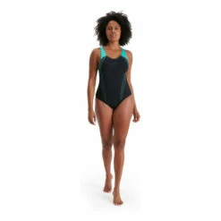 Speedo Black Plastisol Laneback Swimsuit