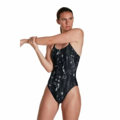 Speedo Allover Rippleback Black Swimsuit