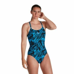 Speedo Allover Fixed Black Crossback Swimsuit -Speedo shop unnamed file 338