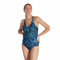 Speedo Blue Lexi Printed Shaping Swimsuit