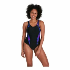 Speedo Allover Panel Laneback Black Swimsuit -Speedo shop unnamed file 48