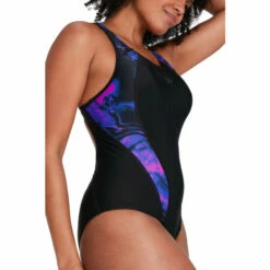 Speedo Allover Panel Laneback Black Swimsuit -Speedo shop unnamed file 51