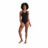Speedo Black Boom Logo Splice Muscleback Swimsuit