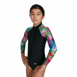 Speedo shop 52 Speedo Printed Long Sleeve Black Paddle Suit